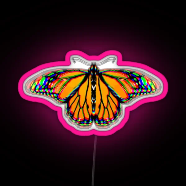 Trippy Psychedelic Monarch Butterfly RGB Neon Sign