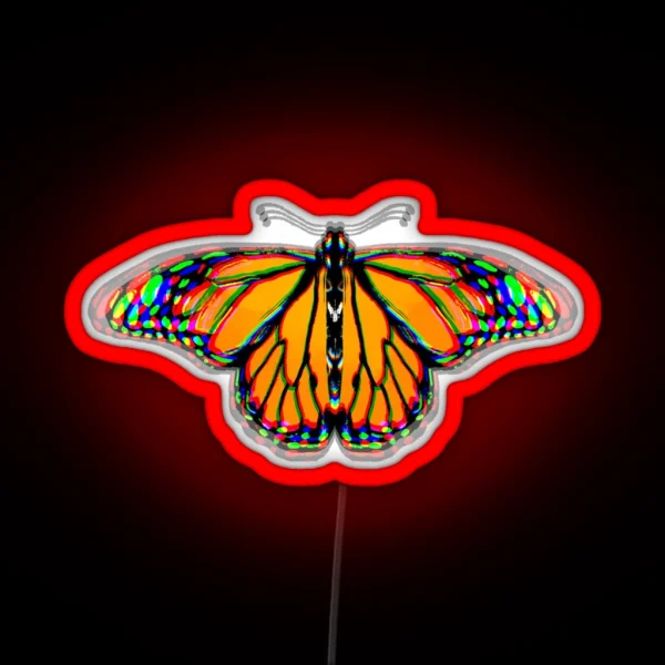 Trippy Psychedelic Monarch Butterfly RGB Neon Sign