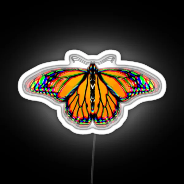 Trippy Psychedelic Monarch Butterfly RGB Neon Sign