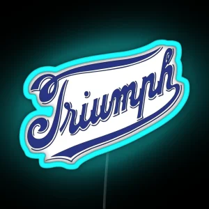 Triumph Blue Calligraphic Logo RGB Neon Sign