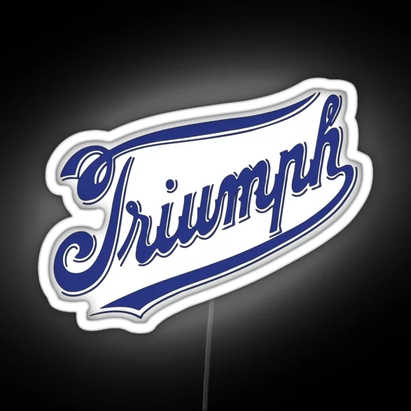 Triumph Blue Calligraphic Logo RGB Neon Sign