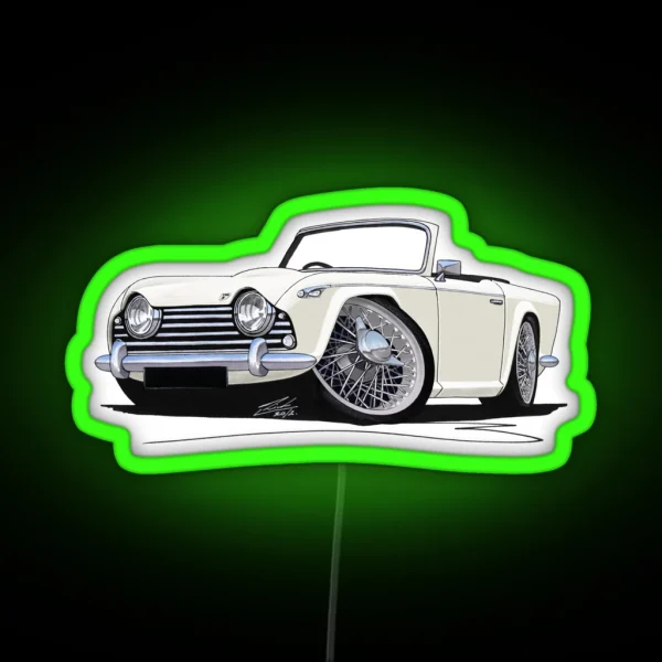 Triumph TR5 White RGB Neon Sign