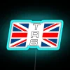 Triumph TR6 rear wing decal with Union Jack design in RGB neon sign effect