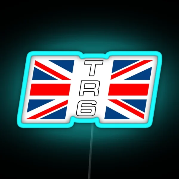 Triumph TR6 Rear Wing Decal With Union Jack RGB Neon Sign