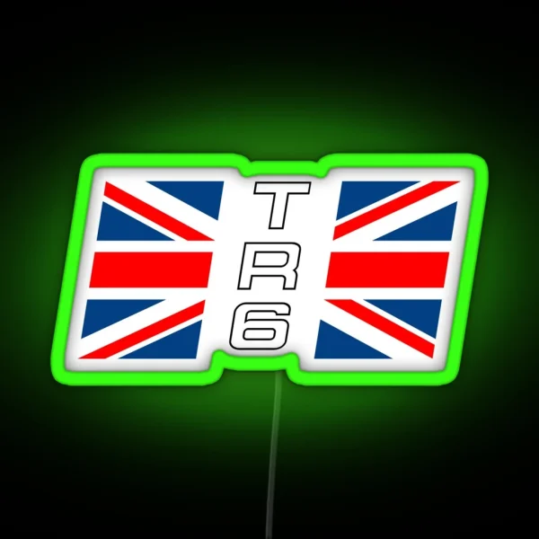 Triumph TR6 Rear Wing Decal With Union Jack RGB Neon Sign