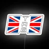 Triumph TR6 rear wing decal with Union Jack and RGB neon design.