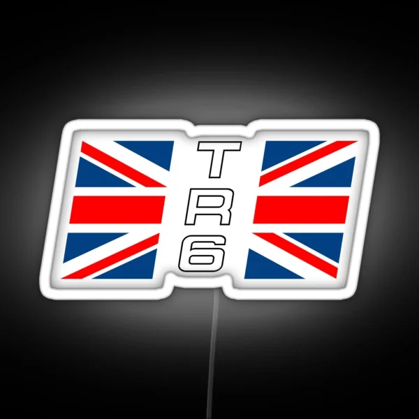 Triumph TR6 Rear Wing Decal With Union Jack RGB Neon Sign