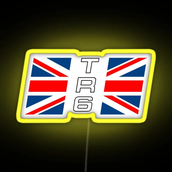 Triumph TR6 Rear Wing Decal With Union Jack RGB Neon Sign