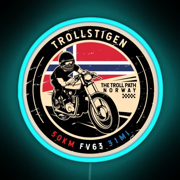 Trollstigen Norway Motorcycle RGB Neon Sign