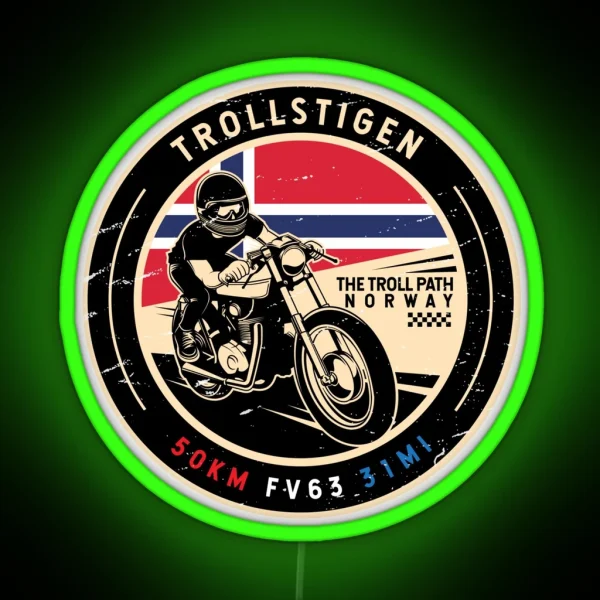 Trollstigen Norway Motorcycle RGB Neon Sign