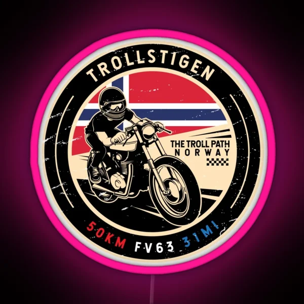 Trollstigen Norway Motorcycle RGB Neon Sign
