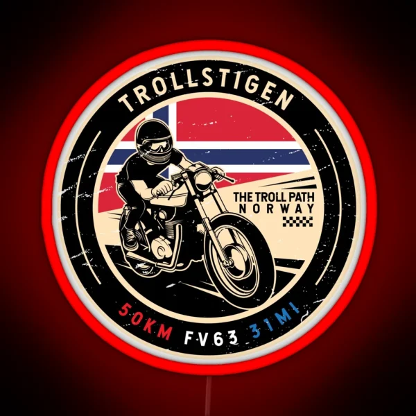Trollstigen Norway Motorcycle RGB Neon Sign