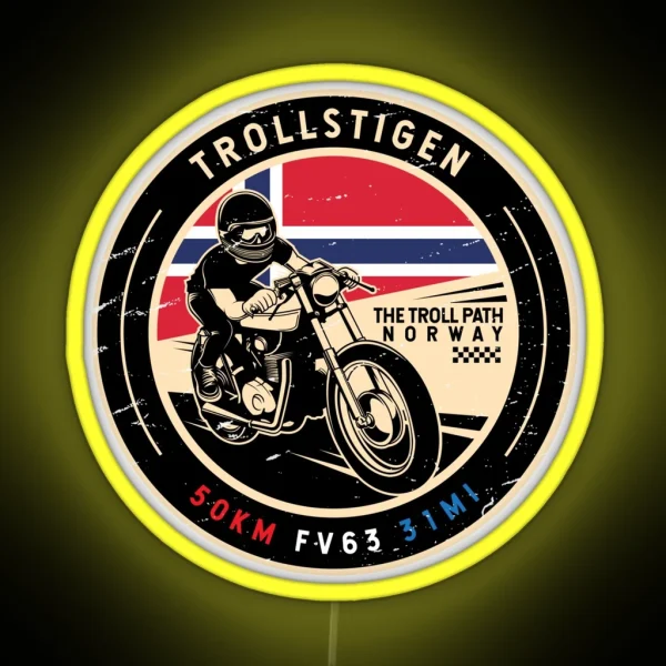 Trollstigen Norway Motorcycle RGB Neon Sign