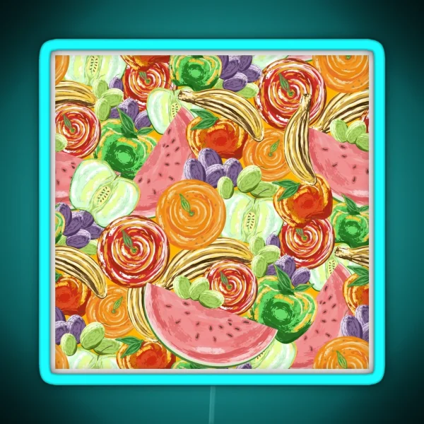 Tropical Fruit Artsy Painterly Style RGB Neon Sign