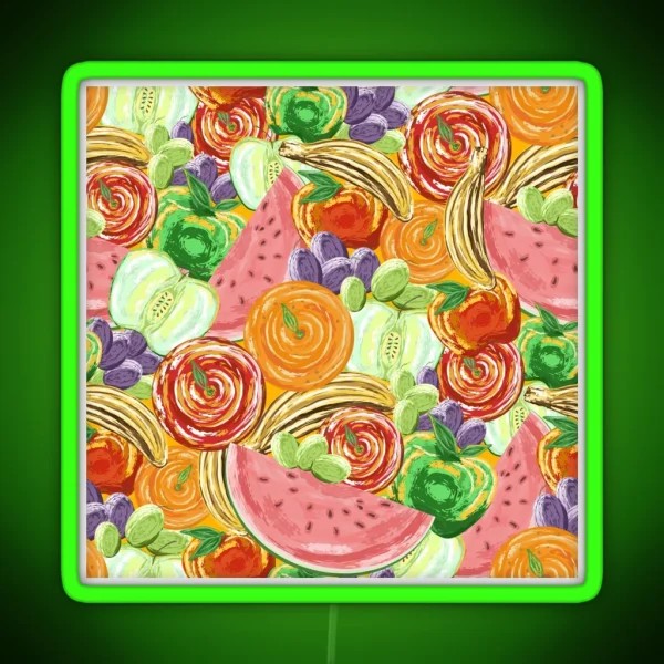 Tropical Fruit Artsy Painterly Style RGB Neon Sign