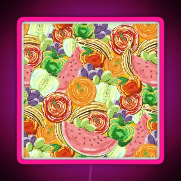 Tropical Fruit Artsy Painterly Style RGB Neon Sign