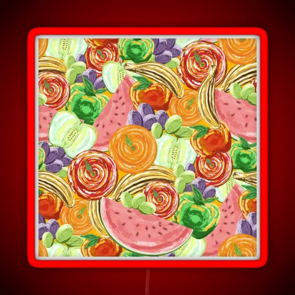 Tropical Fruit Artsy Painterly Style RGB Neon Sign