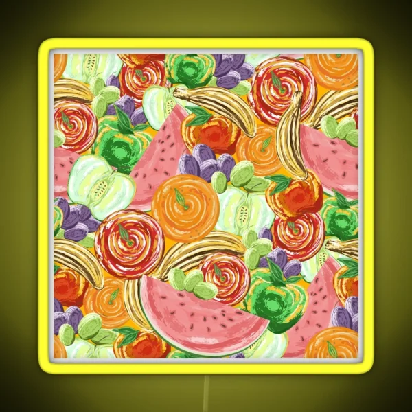 Tropical Fruit Artsy Painterly Style RGB Neon Sign
