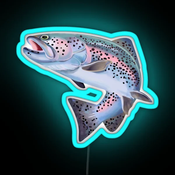 Trout Fish Illustration RGB Neon Sign