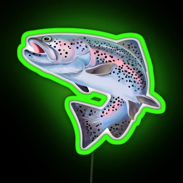 Trout Fish Illustration RGB Neon Sign