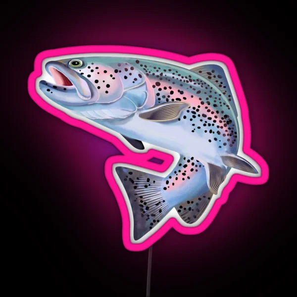 Trout Fish Illustration RGB Neon Sign