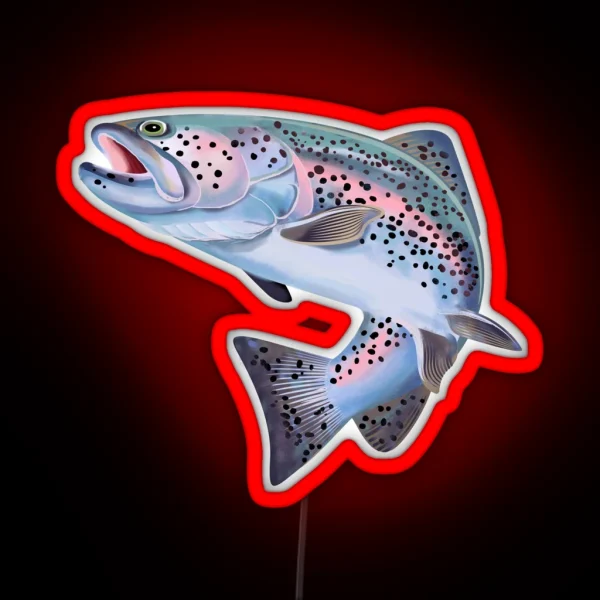 Trout Fish Illustration RGB Neon Sign