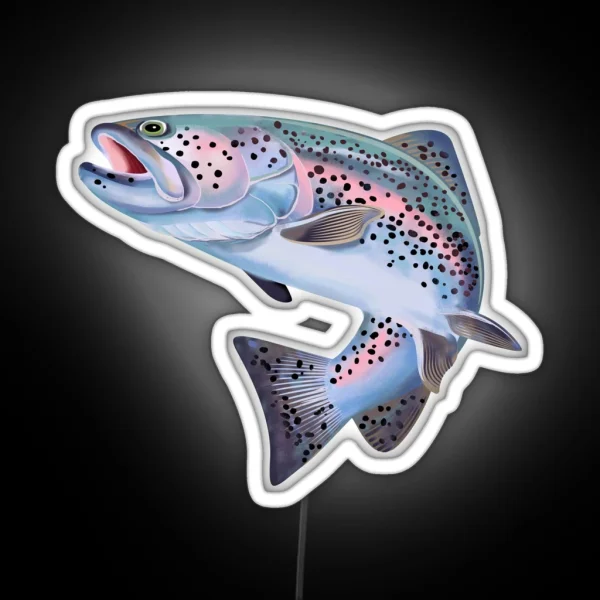 Trout Fish Illustration RGB Neon Sign