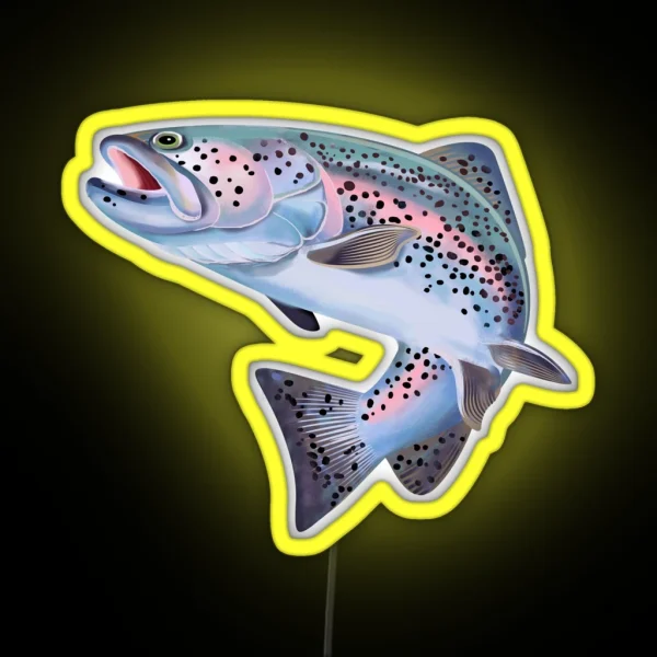 Trout Fish Illustration RGB Neon Sign