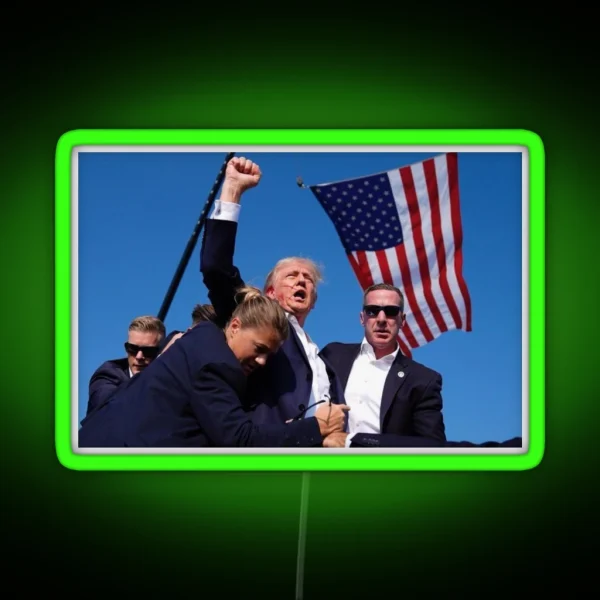 Trump Fist Raised Up July 13th Iconography RGB Neon Sign