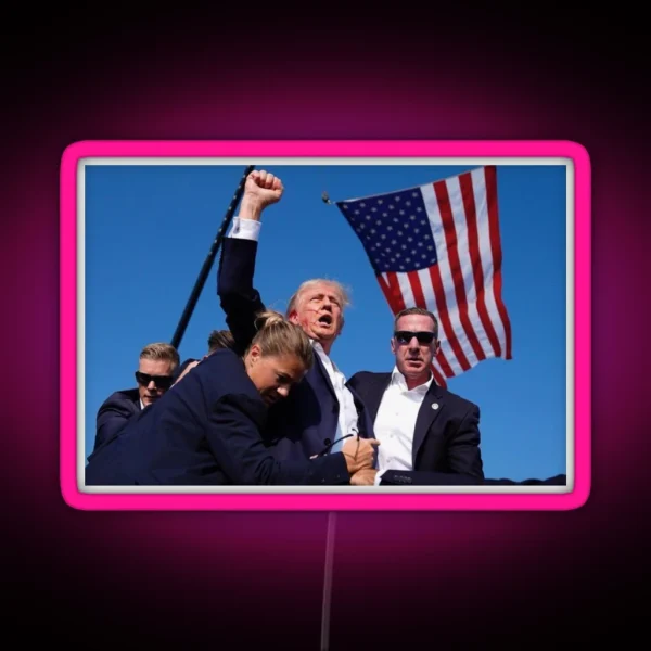 Trump Fist Raised Up July 13th Iconography RGB Neon Sign