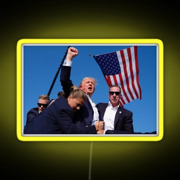 Trump Fist Raised Up July 13th Iconography RGB Neon Sign