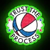 Philadelphia basketball team retro neon sign with trust in process motto