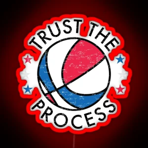 Trust The Process Philadelphia Basketball Retro Graphic RGB Neon Sign