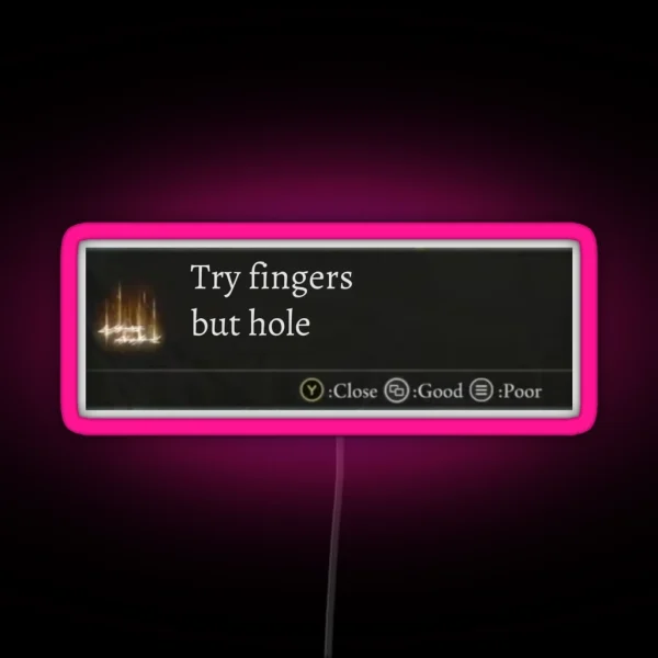 Try Finger But Hole Funny Dark Soul Message RGB Neon Sign