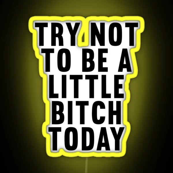 Try Not To Be A Bitch Banner Today Gym Motivational Quote RGB Neon Sign