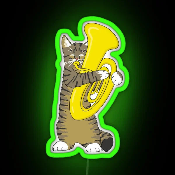 Tuba Cat RGB Neon Sign