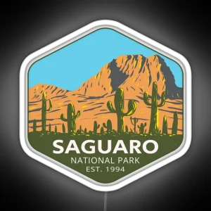 Tucson Mountains In Saguaro National Park RGB Neon Sign
