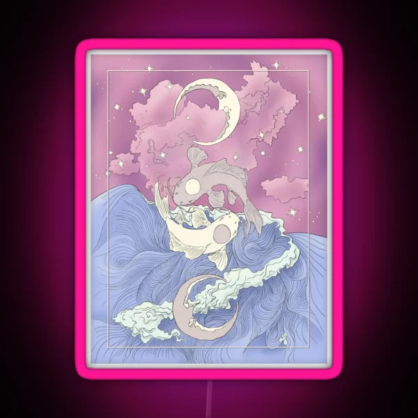 Tui And La Moon And Ocean Spirits Art Nouveau RGB Neon Sign