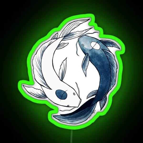 Tui And La Yin And Yang Koi Classic Led RGB Neon Sign