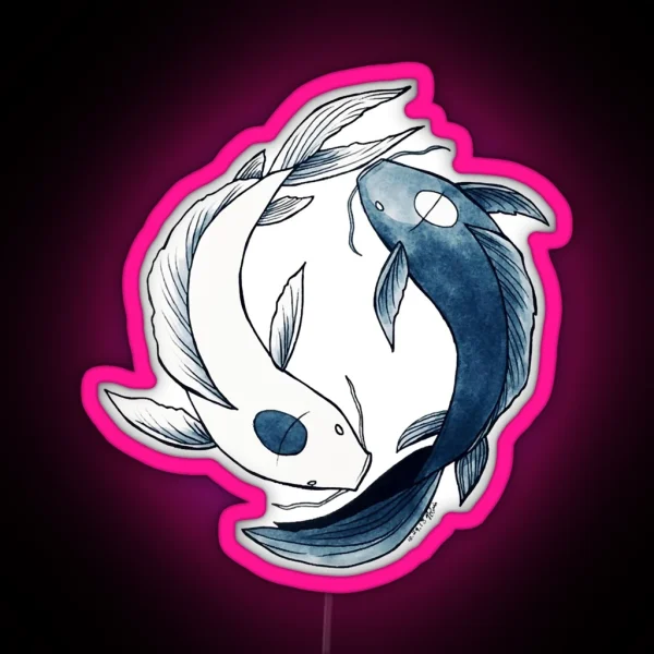Tui And La Yin And Yang Koi Classic Led RGB Neon Sign