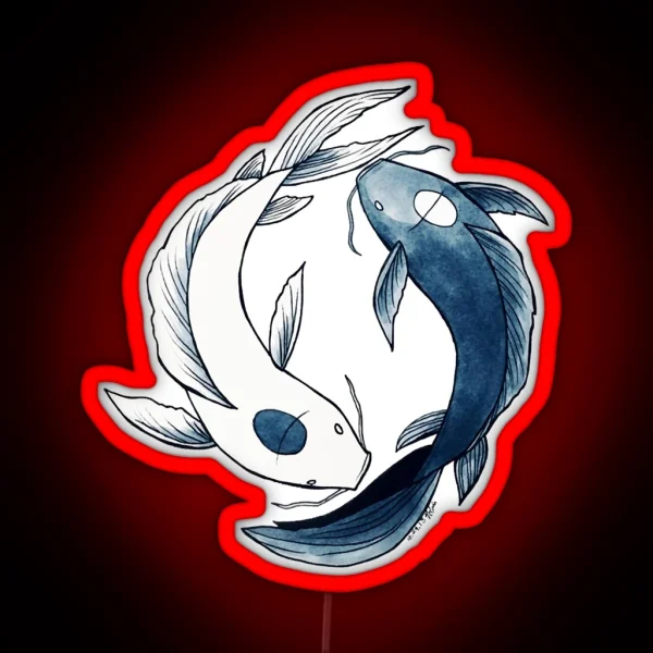Tui And La Yin And Yang Koi Classic Led RGB Neon Sign