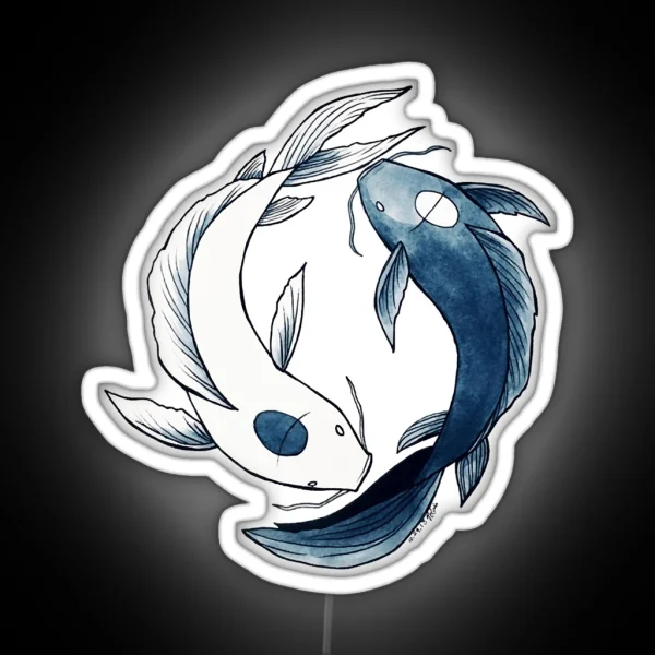 Tui And La Yin And Yang Koi Classic Led RGB Neon Sign