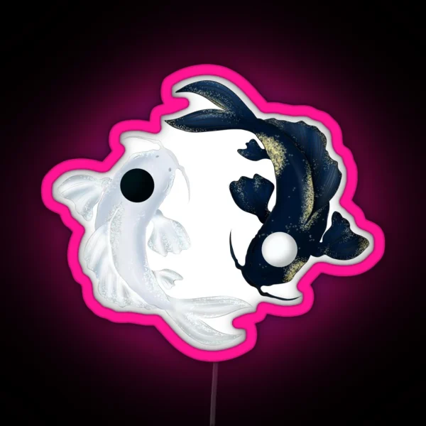 Tui And La Yin Yang Koi With Sparkles RGB Neon Sign