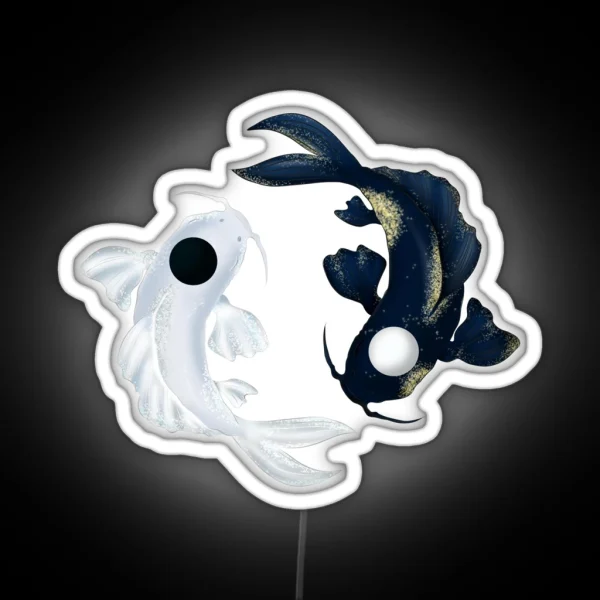 Tui And La Yin Yang Koi With Sparkles RGB Neon Sign
