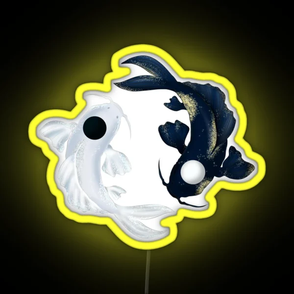Tui And La Yin Yang Koi With Sparkles RGB Neon Sign
