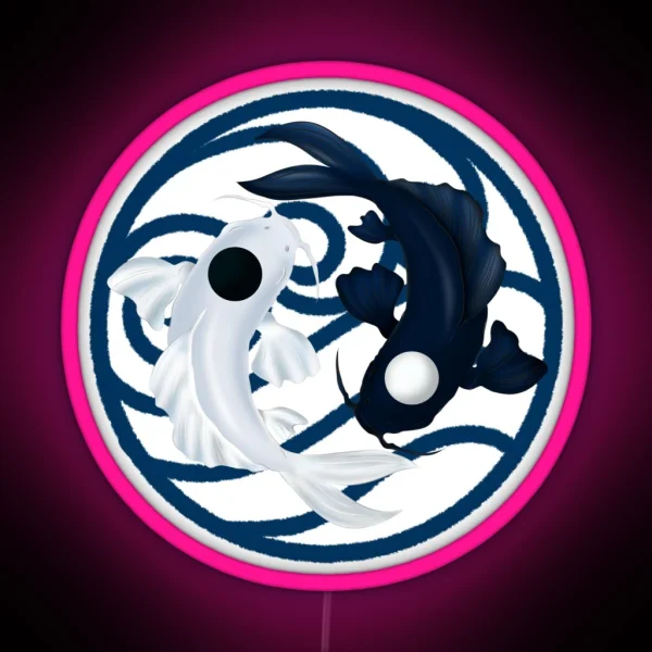 Tui And La Yin Yang Koi With Water Tribe Crest RGB Neon Sign