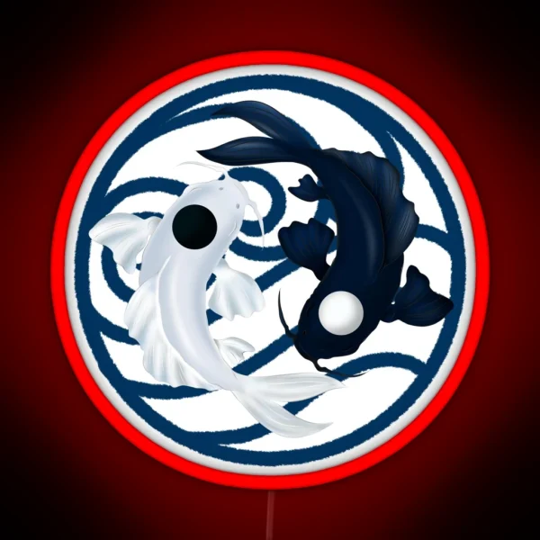 Tui And La Yin Yang Koi With Water Tribe Crest RGB Neon Sign
