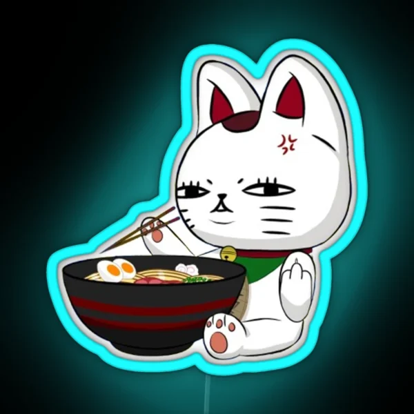 Turbo Granny Cat Anime Chibi Art RGB Neon Sign