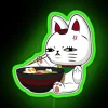 Chibi anime-style illustration of a cartoon cat in a neon green turbo-inspired design.