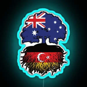 Turkish German German Turks Australian Australia Tree Roots Flag RGB Neon Sign